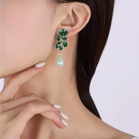 Colorful Floral Faux Pearl Drop Earrings - Picture 2 of 3